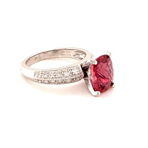 Diamond Tourmaline Rubellite Ring 6.75 14k Gold 4.10 TCW Certified $4,600 911206 - Picture 9 of 17